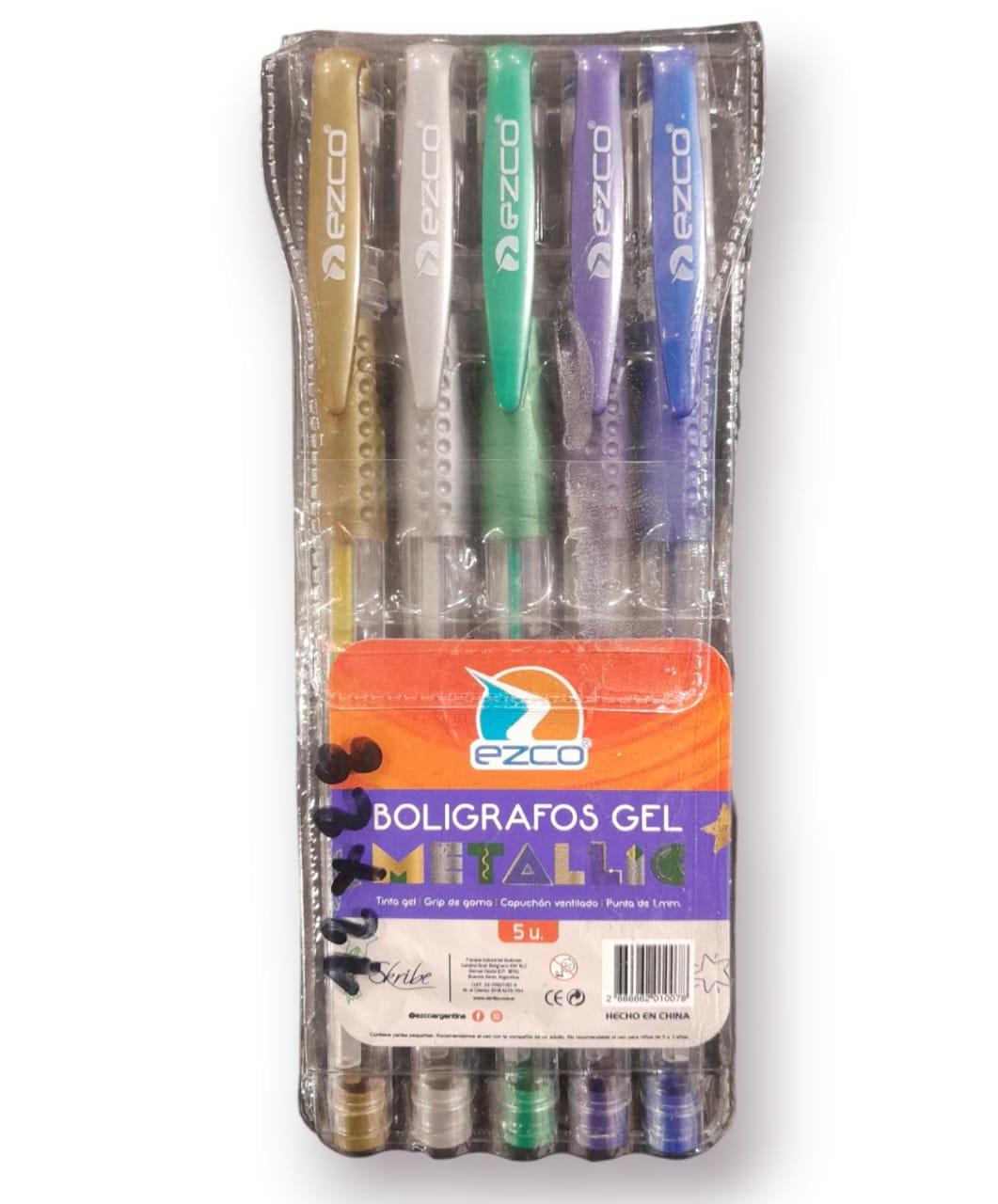 BIROMES DE TINTA GEL COLORES METALIZADOS X 5 UNIDADES EZCO