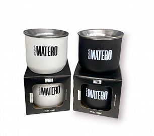 MATE TERMICO GRABADO EN CAJA COLOR BLANCO Y NEGRO 